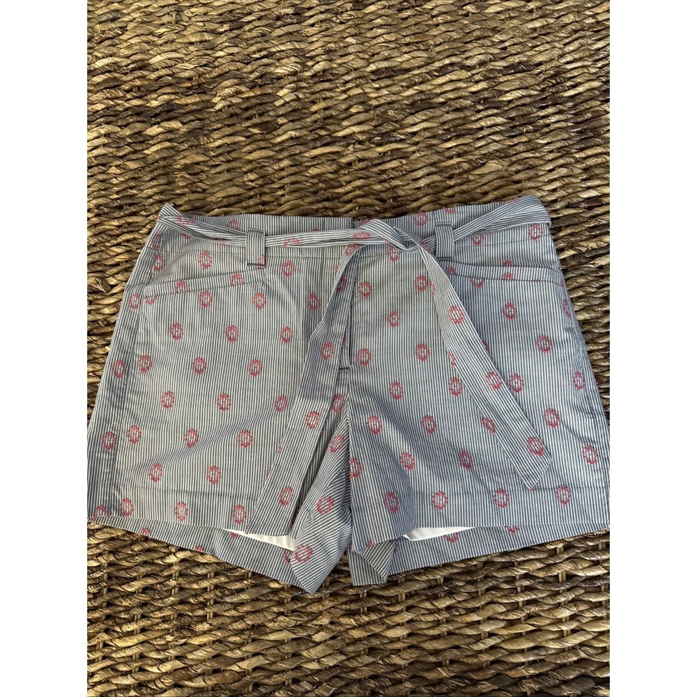 LOFT Outlet Womens Blue Pinstripe Floral Chino Shorts Lined Size 4